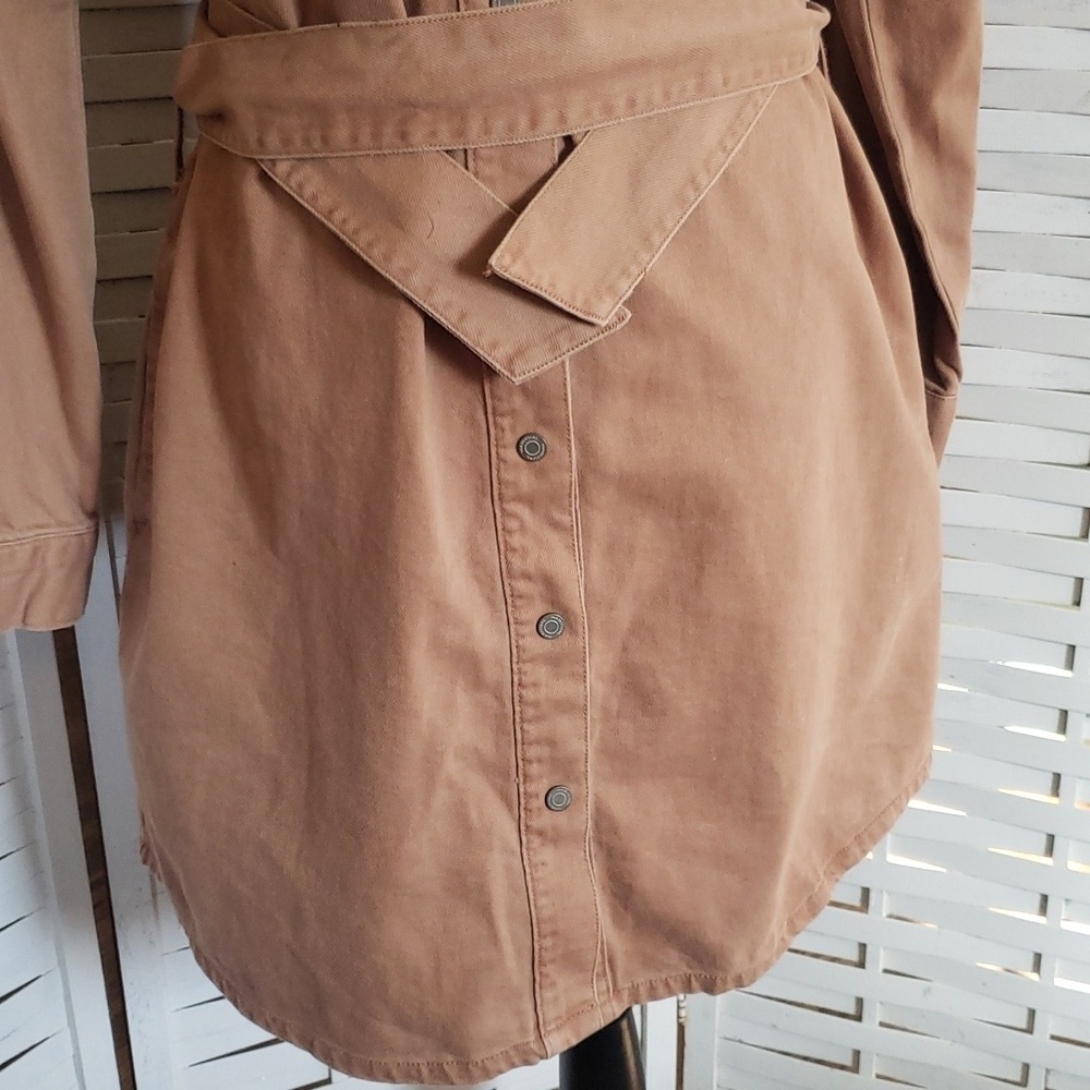 Habitual tan button down long sleeve shirt dress with belt size M - Picture 3 of 7